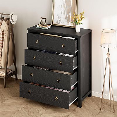 4ft long dresser Tall 4-Drawer Dresser, Vertical Storage Cabinet for Closet & Nursery