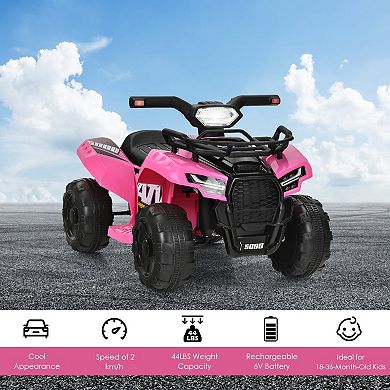 Gymax 6V 4 Wheels ATV Quad Ride On Car Kids Ride-On Toy w/ Music Horn LED Light