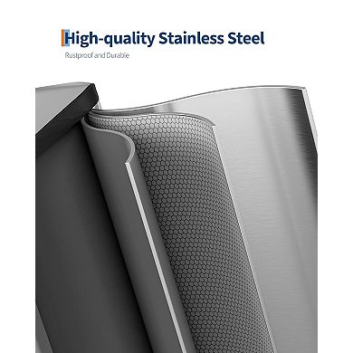 40L Stainless Steel Double Trash Can with Lid for Kitchen Waste and Recycling​