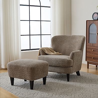 Gerald Boucle Upholstered Club Chair and Ottoman Set by Christopher Knight Home