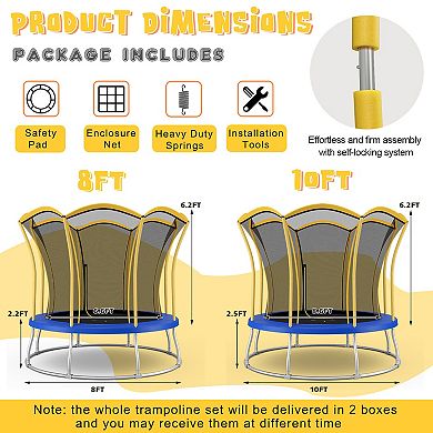 Gymax Certified Recreation Trampoline w/ Exclusive Flower Shape Enclosure Net