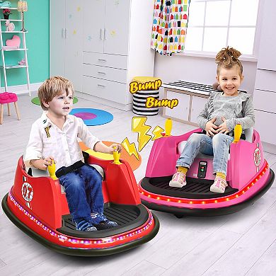 Gymax 12V Vehicle 360 Degree Spin Race Toy Kids Ride On Bumper Car w/ Remote Control