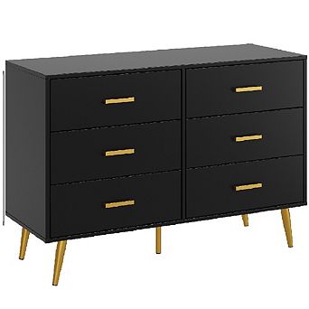 6-Drawer Wood Chest with Metal Legs & Handles, Modern Storage for Any Room