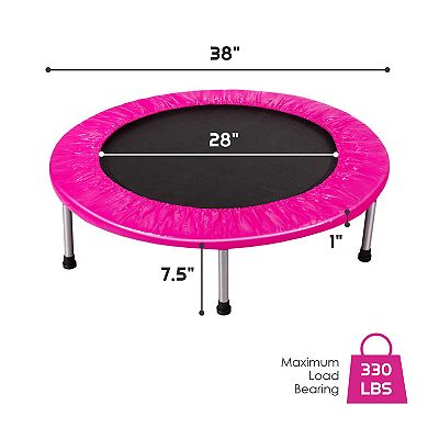 Gymax Folding Mini Trampoline Fitness Rebounder w/ Safety Pad