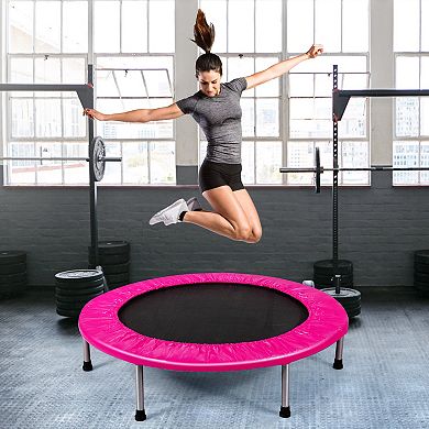 Gymax Folding Mini Trampoline Fitness Rebounder w/ Safety Pad