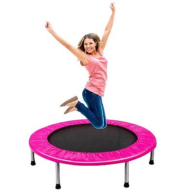 Gymax Folding Mini Trampoline Fitness Rebounder w/ Safety Pad
