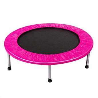 Gymax Folding Mini Trampoline Fitness Rebounder w/ Safety Pad