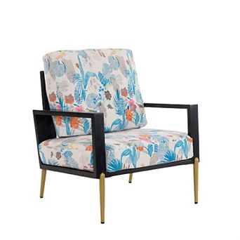 Christopher Knight Home Floral Velvet Accent Chair with Removable Cover & Adjustable Legs