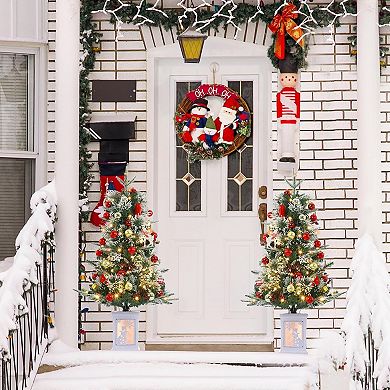 3FT Mini Christmas Tree Snowman Light Box Base 78 Warm White Lights