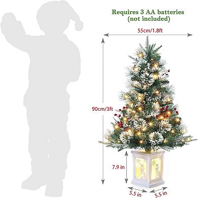 3FT Mini Christmas Tree Snowman Light Box Base 78 Warm White Lights