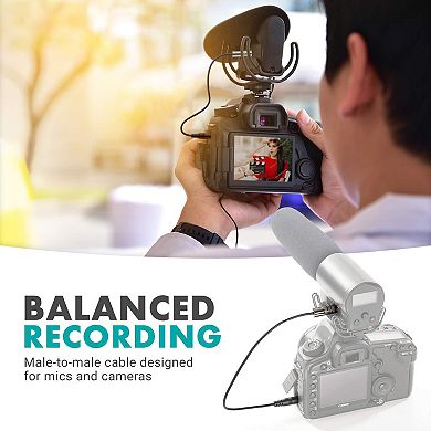 Movo MV-RC100 3.5mm Male Line-in to Male Microphone Attenuator Cable