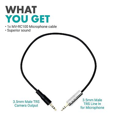Movo MV-RC100 3.5mm Male Line-in to Male Microphone Attenuator Cable