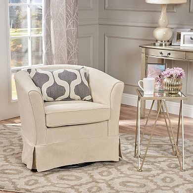 Ellyn Fabric Swivel Chair in White Houndstooth Pattern by Christopher Knight Home