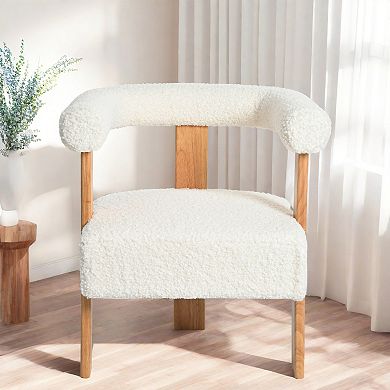 Teddy Cream Mid-Century Barrel Accent Chair by Christopher Knight Home