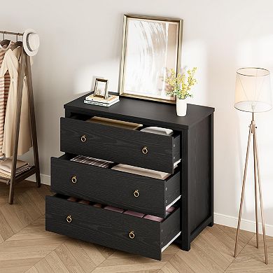 Tall 3-Drawer Dresser, Vertical Storage Cabinet for Closet & Nursery