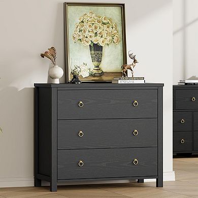 Tall 3-Drawer Dresser, Vertical Storage Cabinet for Closet & Nursery