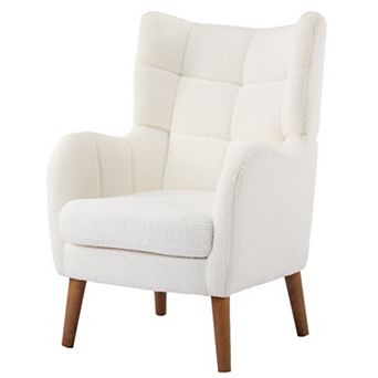 Whitley Teddy Fabric High-Back Armchair with Birch Wood Legs by Christopher Knight Home