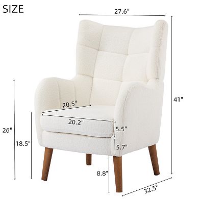 Whitley Teddy Fabric High-Back Armchair with Birch Wood Legs by Christopher Knight Home