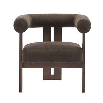 Christopher Knight Home Round Arm Accent Chair with Three-Leg Base & Velvet Upholstery