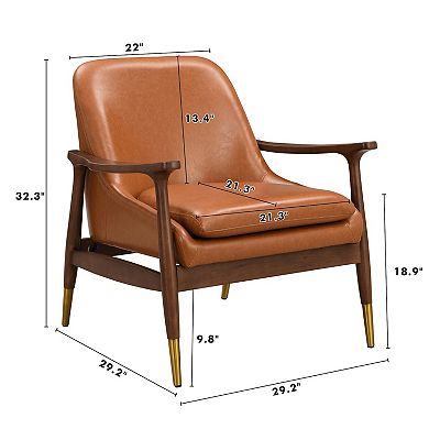 Larsen Mid-Century Faux Leather Accent Chair by Christopher Knight Home