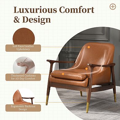 Larsen Mid-Century Faux Leather Accent Chair by Christopher Knight Home