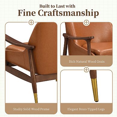 Larsen Mid-Century Faux Leather Accent Chair by Christopher Knight Home