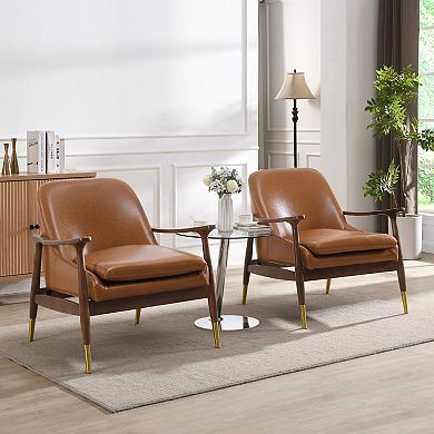 Larsen Mid-Century Faux Leather Accent Chair by Christopher Knight Home