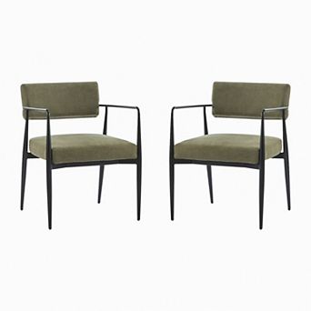Nora Modern (Set of 2) Fabric Upholstered Dining Armchair with Iron Frame by Christopher Knight Home
