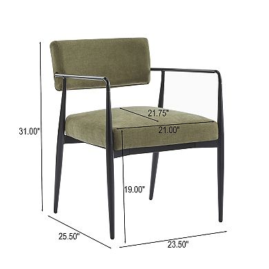 Nora Modern (Set of 2) Fabric Upholstered Dining Armchair with Iron Frame by Christopher Knight Home