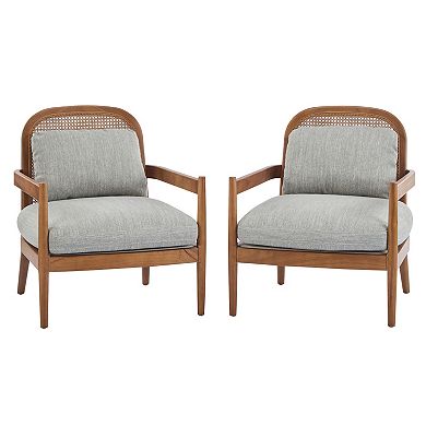 Rowan Mid-Century Armchairs with Rattan Back (Set of 2) by Christopher Knight Home
