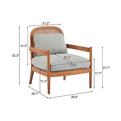 Rowan Mid-Century Armchairs with Rattan Back (Set of 2) by Christopher Knight Home