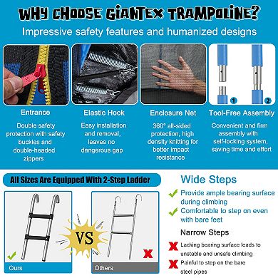 Gymax 12FT Outdoor Large Trampoline Safety Enclosure Net w/ Basketball