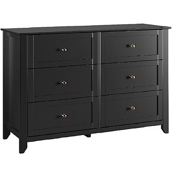 Modern 6-Drawer Dresser with Deep Drawers, Simple Design Wood Storage Chest