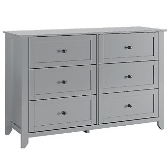 Modern 6-Drawer Dresser with Deep Drawers, Simple Design Wood Storage Chest