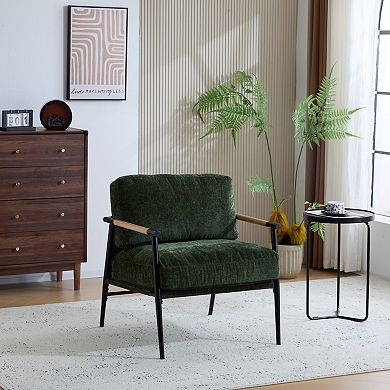 Mina Modern Accent Chair with Wooden Armrests by Christopher Knight Home