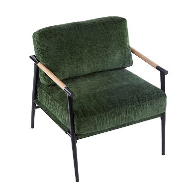 Mina Modern Accent Chair with Wooden Armrests by Christopher Knight Home