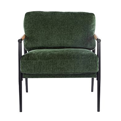 Mina Modern Accent Chair with Wooden Armrests by Christopher Knight Home