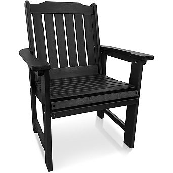 Fortune Candy HDPE Patio Dinning Chair, Heavy Duty 600 LBS, for Patio Garden Yard (Carbon Black)