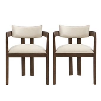 Dennis Upholstered Dining Chairs with Armrest (Set of 2) by Christopher Knight Home