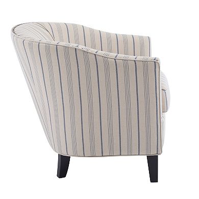Rowan Upholstered Stripe Barrel Chair in Beige and Blue by Christopher Knight Home