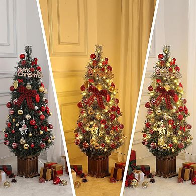 4.5FT Christmas Tree Pre-Lit Artificial Tree 108 Warm LED Light