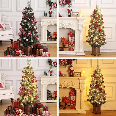 4.5FT Christmas Tree Pre-Lit Artificial Tree 108 Warm LED Light