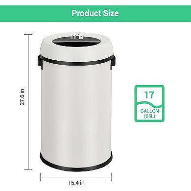 17 Gallon (65L) White Open-Top Trash Can​