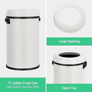 17 Gallon (65L) White Open-Top Trash Can​