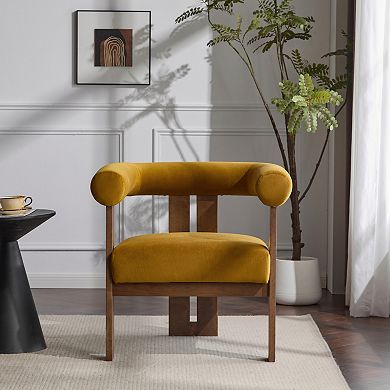 Brielle Round Arm Velvet Accent Chair by Christopher Knight Home