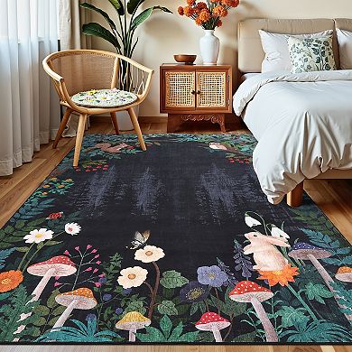 Garvee Fairy Tale Area Rug Ultra Thin & Soft Machine Washable Non Slip Rug for Kids' Room Nursery