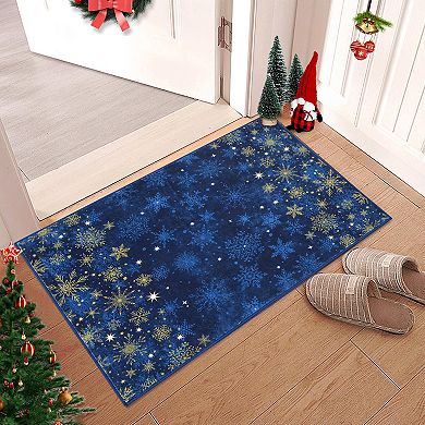 Seoria Non-Slip Snowflakes Doormat, Merry Christmas Mat for Indoor Outdoor Front Door & Entryway