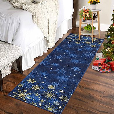 Seoria Non-Slip Snowflakes Doormat, Merry Christmas Mat for Indoor Outdoor Front Door & Entryway