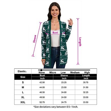Women's Christmas Cardigan Knitwear Long Sleeve Open Front Lightweight Cardigan Sweaters
