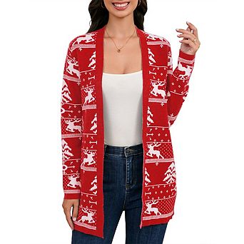 Women's Christmas Cardigan Knitwear Long Sleeve Open Front Lightweight Cardigan Sweaters